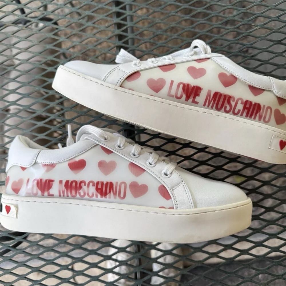 Love Moschino  Women's Heart Print Platform Sneakers  - Black -Size 39 (7.5-8w)